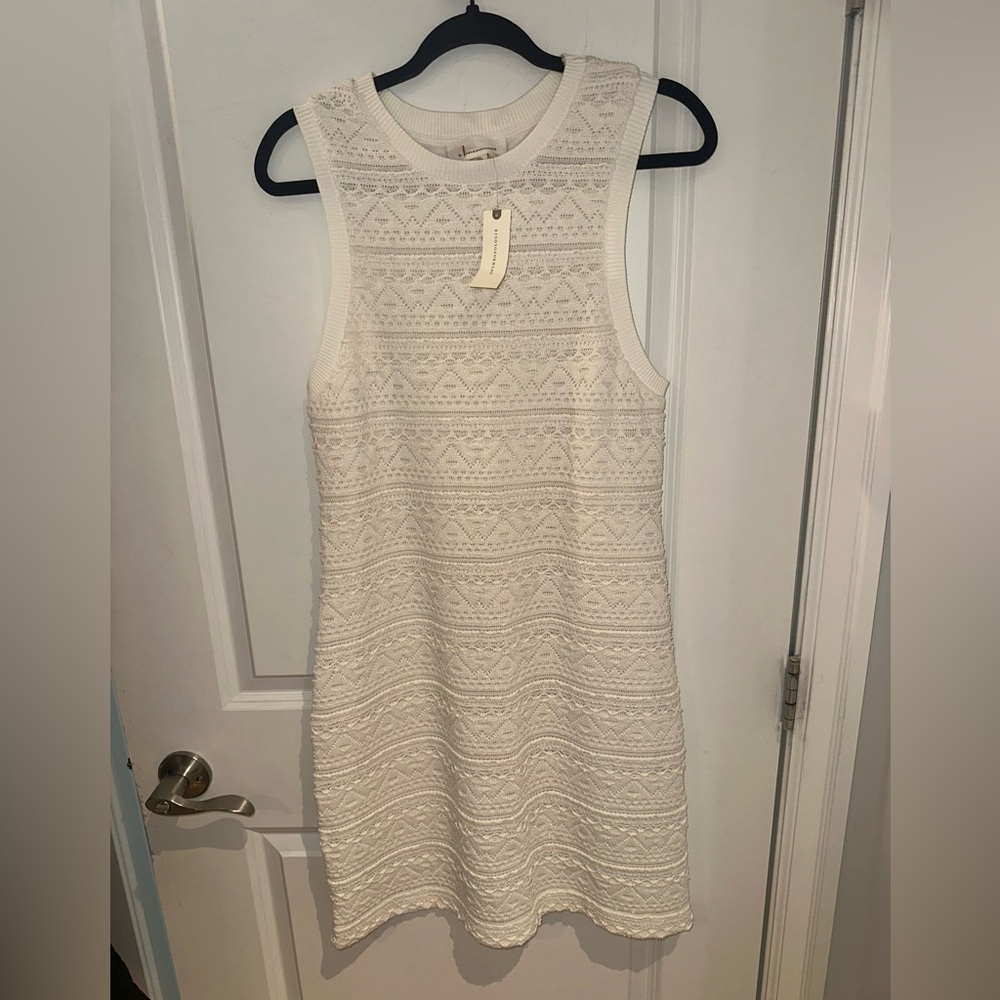 NWT Anthropologie White Ribbed Halter Mini Dress - Picture 3 of 9